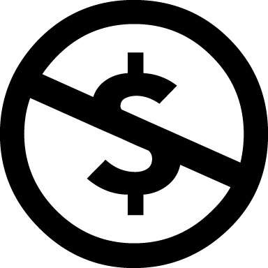 CC-noncommercial icon, dollar sign with a strike through it