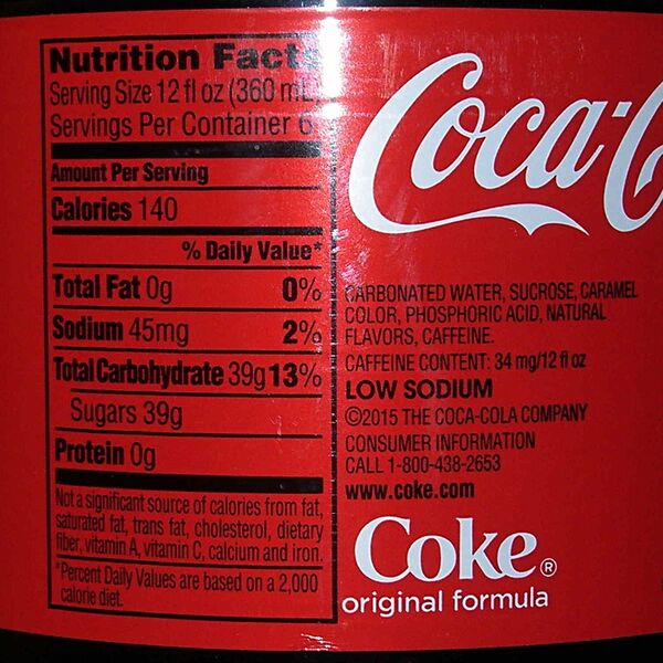 File:Regular Coke Ingredients and Nutrition Facts.jpg