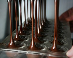 File:Chocolate being poured into moulds.jpg