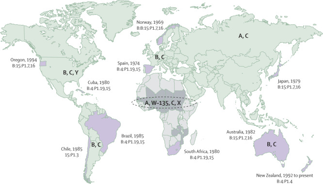 File:Figure 2 Global major meningococcal serogroups distributions and serogroup B outbreaks (purple).jpg