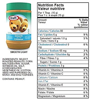 File:Kraft Peanut Butter Smooth Light (25% Less Fat) Label Zoomed In.jpg