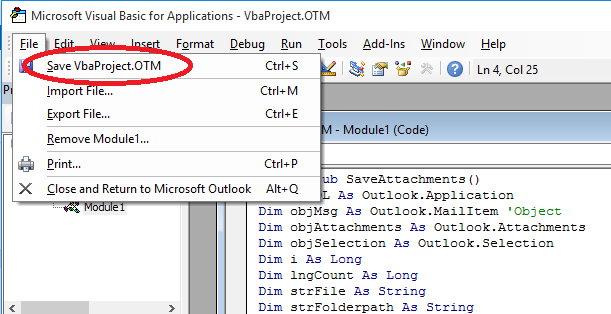 outlook export attachment
