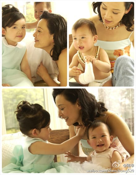 File:Joan Chen Holding her two young daughters.jpg