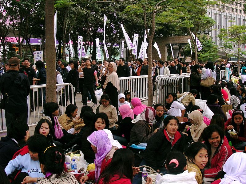 File:Hong Kong Domestic Workers and Protesters.jpg