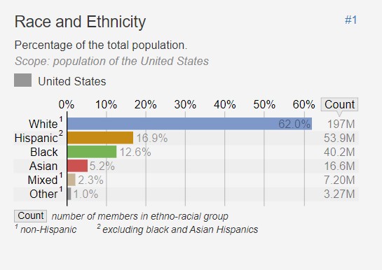 Race and ethnicity distribution in the United State