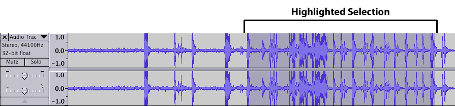 Highlighted Selection on Audio Track