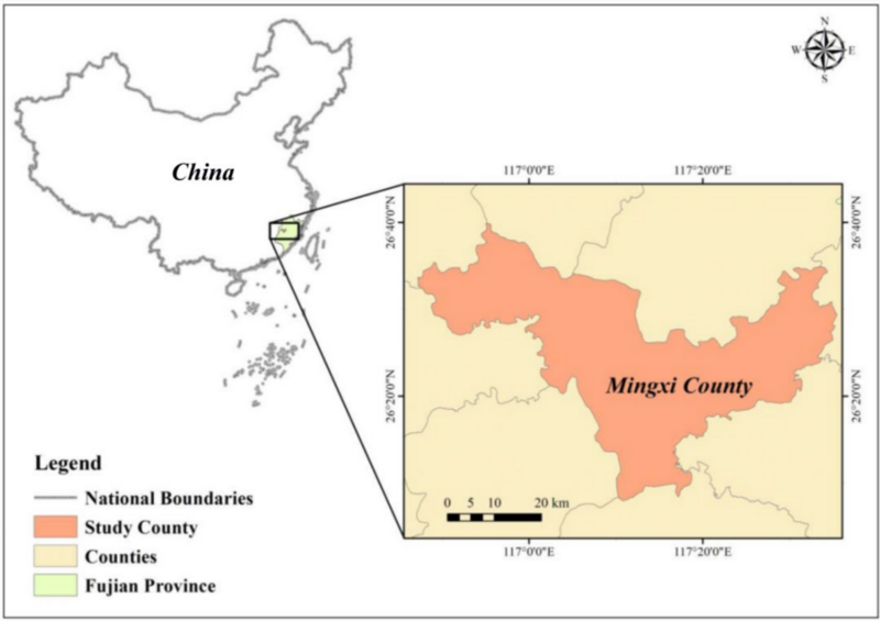 File:Location of Mingxi county, Sanming, Fujian province.png