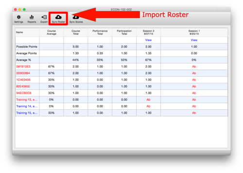 Sync button for roster import