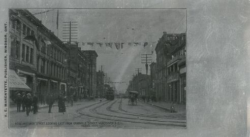 Unidentified Photographer, ​Hastings Street, looking east from Granville Street, Vancouver, B.C.,​ [between 1905 and 1915?] (UL_1624_03_0291; example of a halftone printing plate)