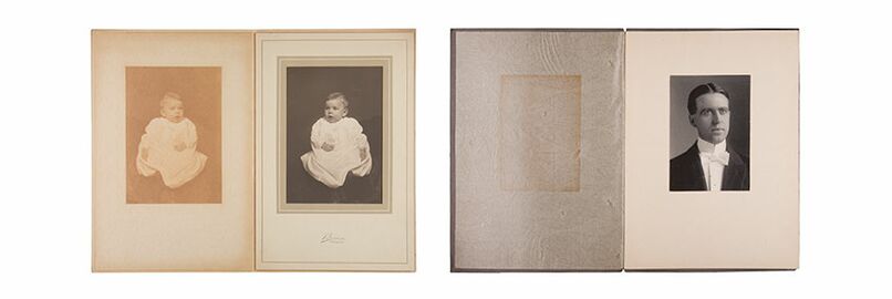 Examples of ghosting appearing on paper in contact with platinum prints from the ​Graphic Atlas