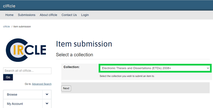 Select Electronic Theses and Dissertations ETDs 2008+ as described in Select a Collection.