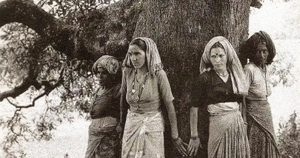 [[File:Chipko movement.webp|thumb|An image showing women hugging a tree as a form of protest often seen as part of the Chipko movement]]