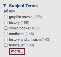 Select the "more" link for a list of all subject terms.