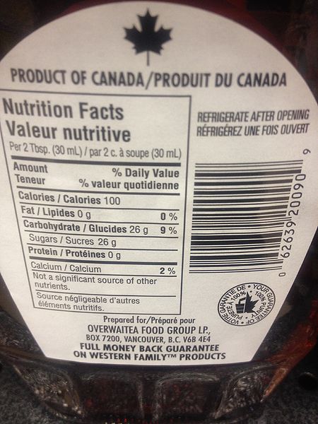 File:Nutrition table maple syrup.jpg