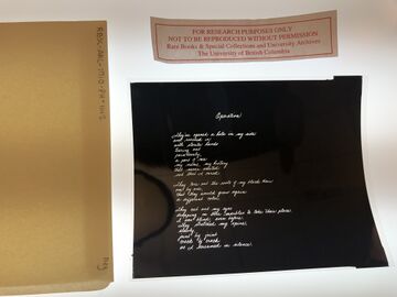 Large format negative: Jim Wong-Chu, ​[Negative for the poem "Operation"],​ [after 1970?] (RBSC-ARC-1710-PH-1142, box 33, Jim Wong-Chu fonds)