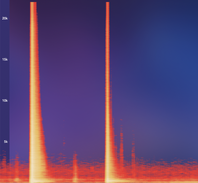 File:Spectrogram of snare with and without dampening.png