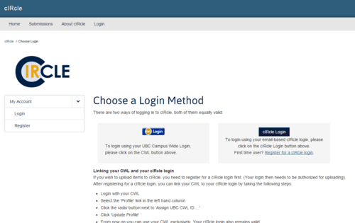 Choose a method to login to cIRcle