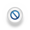 Blue circle with a slash running across the circle diagonally, creating a universal no sign that sits inside a white circle