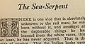 An "initial" at the start of "The Sea Serpent"