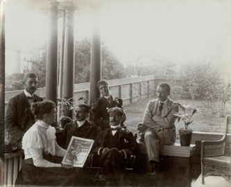 Unidentified Photographer, [Portrait of men and women on a porch], [Between 1891-1901] (UL_1015_0011)