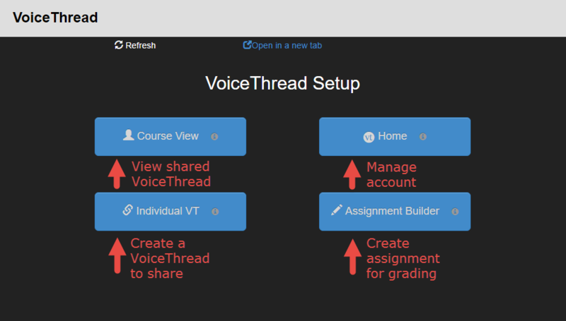 Selecting a setup option in VoiceThread