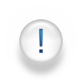 Blue exclamation mark inside a white circle