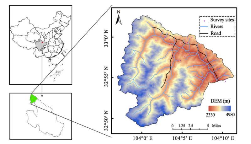File:The location of sampling locations and camera traps in Wanglang National Nature Reserve, Pingwu County, Sichuan Provience, China.png