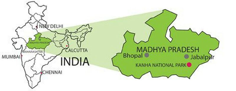 File:Map depicting the Kanha National Tiger Reserve within the province of Madhya Pradesh, India.jpg