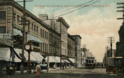 Unidentified Photographer, ​Hastings Street looking East from Post Office,​ [between 1900 and 1910?] (UL_1630_0023)