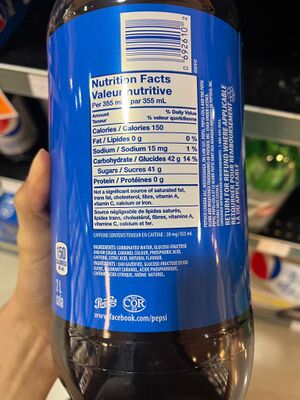 pepsi nutrition label