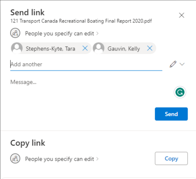 Screenshot of OneDrive file share name entry for cIRcle file transfer instructions