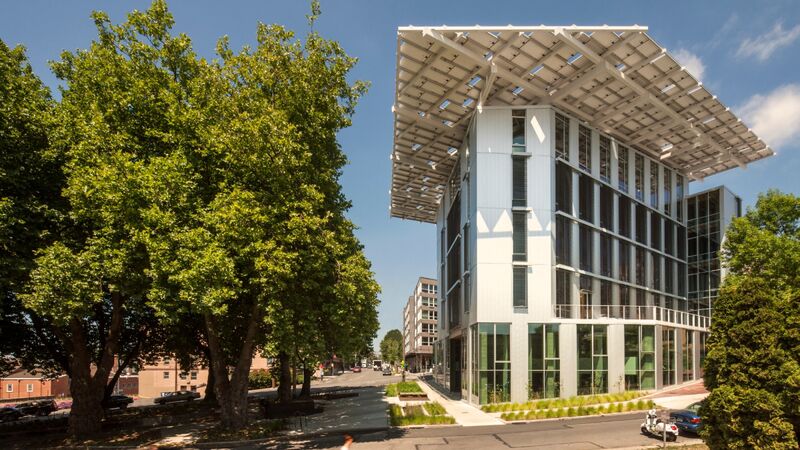 File:The Bullitt Center in Seattle is shaded by a canopy of solar panels.jpg