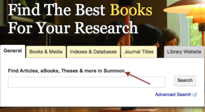 Summon contains articles, books, ebooks, journals, digital collections, and much more.